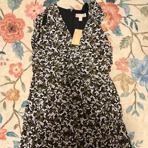 Michael Kors Black and White Floral Mini Dress